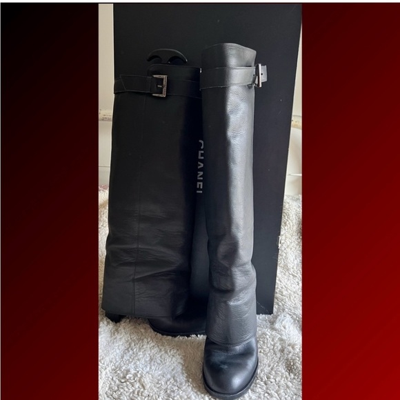 CHANEL  biker boot in black. Vintage. Size 8 - Picture 4 of 9